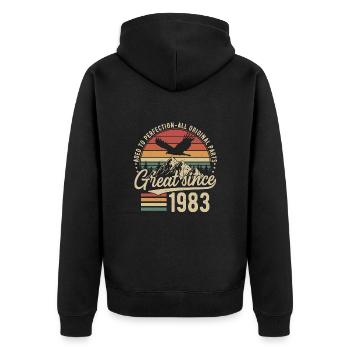 Grand depuis 1983 Vintage Vintage Anniversaire - Veste à capuche bio Premium Unisexe - noir - Dos - Nico (187cm)