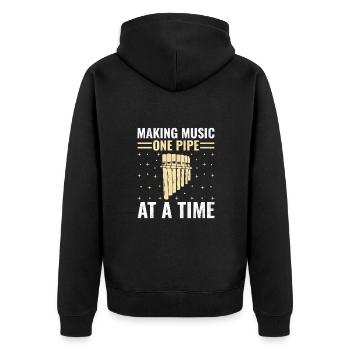 Pan Flute Player Pan Flutist Marching Band Music I - Unisex Premium Organic Zip Hoodie - black - Back - Nico (187cm)