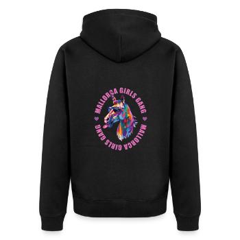 Majorque Girls Gang Team Licorne - Veste à capuche bio Premium Unisexe - noir - Dos - Nico (187cm)