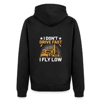 Trucker Fahren Papa Trucker Vater LKW-Fahrer - Unisex Premium Bio Zip Hoodie - Schwarz - Hinten - Nico (187cm)