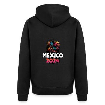 Mexiko 2024 Urlaub Reise Bunt - Unisex Premium Bio Zip Hoodie - Schwarz - Hinten - Nico (187cm)