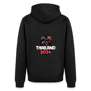 Thaïlande 2024 Vacances Voyage Coloré - Veste à capuche bio Premium Unisexe - noir - Dos - Nico (187cm)