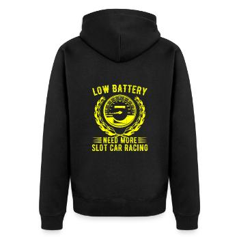 Low Battery Need More Slot Car Racing Racer Gift - Unisex Premium Organic Zip Hoodie - black - Back - Nico (187cm)