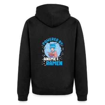 Pwered By Anime Ramen Japanese Anime Manga Otaku - Unisex Premium Bio Zip Hoodie - Schwarz - Hinten - Nico (187cm)