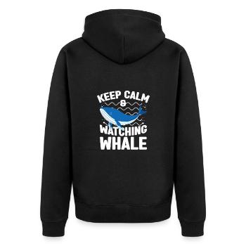 Keep Calm & Watching Whale Marine Aquarist gift - Unisex Premium Bio Zip Hoodie - Schwarz - Hinten - Nico (187cm)