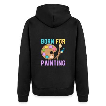 Artist Painter Graphic Born For Painting Art Gift - Unisex Premium Bio Zip Hoodie - Schwarz - Hinten - Nico (187cm)