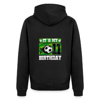11th birthday Boy Soccer 11 Years Old Gifts - Unisex Premium Bio Zip Hoodie - Schwarz - Hinten - Nico (187cm)