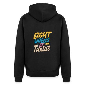Rollerskater Party Eight Wheels Of Thrills Gifts - Unisex Premium Bio Zip Hoodie - Schwarz - Hinten - Nico (187cm)