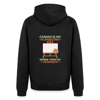 Artist Painter Graphic Canvas Is My Playground Art - Unisex Premium Bio Zip Hoodie - Schwarz - Hinten - Nico (187cm)