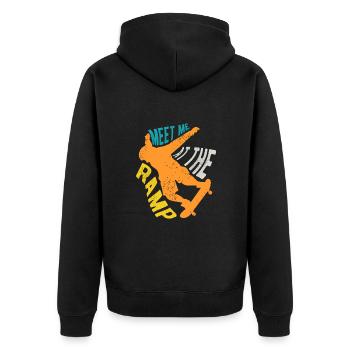 Skateboarding Skateboard Design For Skateboarder - Unisex Premium Bio Zip Hoodie - Schwarz - Hinten - Nico (187cm)