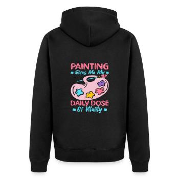 Artist Painter Graphic Painting My Daily Dose Art - Unisex Premium Bio Zip Hoodie - Schwarz - Hinten - Nico (187cm)