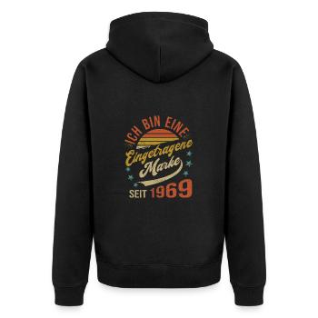 55e anniversaire J’ai 55 ans Marque déposée - Veste à capuche bio Premium Unisexe - noir - Dos - Nico (187cm)