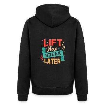 Fitness Motivation Bodybuilder Lift Now Break - Veste à capuche bio Premium Unisexe - noir - Dos - Nico (187cm)