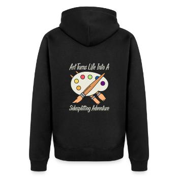 Artist Painter Graphic Sidesplitting Adventure - Unisex Premium Organic Zip Hoodie - black - Back - Nico (187cm)