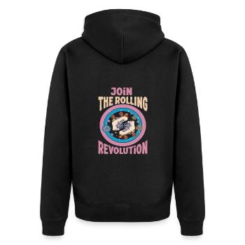 Roller Skating Skate Join The Rolling Revolution - Unisex Premium Bio Zip Hoodie - Schwarz - Hinten - Nico (187cm)