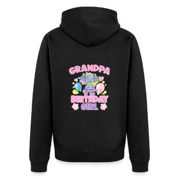 Grandpa Of the Birthday Girl Elephant Family Party - Unisex Premium Organic Zip Hoodie - black - Back - Nico (187cm)