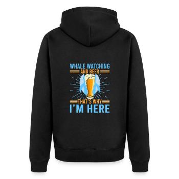 Whale Watching And Beer Whale Lover Gift idea - Unisex Premium Bio Zip Hoodie - Schwarz - Hinten - Nico (187cm)