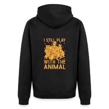 Je joue toujours le avec animal cirque artiste cadeau - Veste à capuche bio Premium Unisexe - noir - Dos - Nico (187cm)