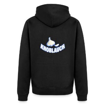 KNOBLAUCH - Unisex Premium Bio Zip Hoodie - Schwarz - Hinten - Nico (187cm)