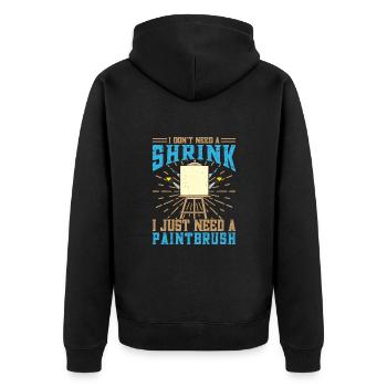 Cool Artist I Need Just A Paintbrush Painter Gift - Unisex Premium Bio Zip Hoodie - Schwarz - Hinten - Nico (187cm)