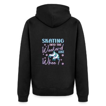 Rollerskater Party Skating Into Weekend Gift Idea - Unisex Premium Bio Zip Hoodie - Schwarz - Hinten - Nico (187cm)