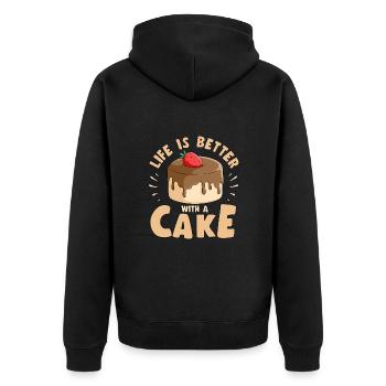 Pastry Lover Life Is Better With A Cake Cute Gift - Unisex Premium Bio Zip Hoodie - Schwarz - Hinten - Nico (187cm)