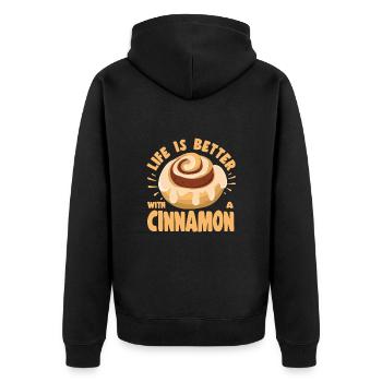 Pastry Lover Life Better With Cinnamon Cute Gift - Unisex Premium Bio Zip Hoodie - Schwarz - Hinten - Nico (187cm)