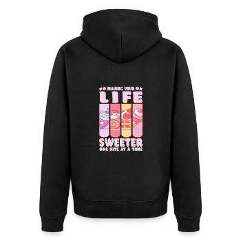 Pastry Lover Making Life Swerter Cute Gift - Unisex Premium Bio Zip Hoodie - Schwarz - Hinten - Nico (187cm)
