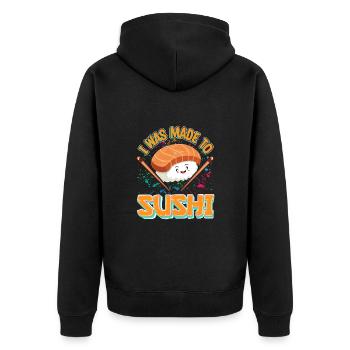 Amateur de cuisine japonaise, j’étais fait pour les sushis - Veste à capuche bio Premium Unisexe - noir - Dos - Nico (187cm)