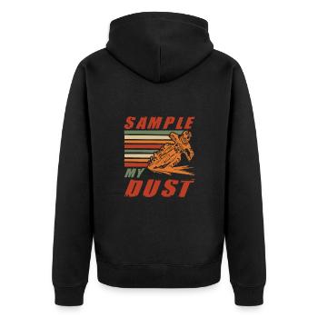 Dirt Biker Riding Sample My Dust Dirt Bike - Unisex Premium Bio Zip Hoodie - Schwarz - Hinten - Nico (187cm)