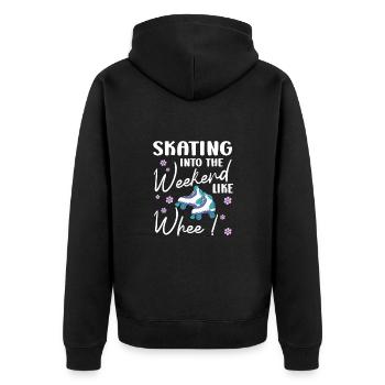 Roller Skating Skate Skating Into Weekend Gift - Unisex Premium Bio Zip Hoodie - Schwarz - Hinten - Nico (187cm)