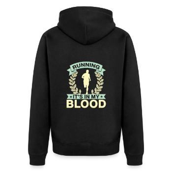 Running It´s In My Blood Marathon Runner Gift - Unisex Premium Bio Zip Hoodie - Schwarz - Hinten - Nico (187cm)