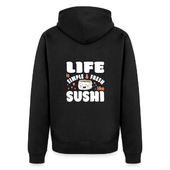 Sushi Lover Life est simple et frais comme les sushis - Veste à capuche bio Premium Unisexe - noir - Dos - Nico (187cm)