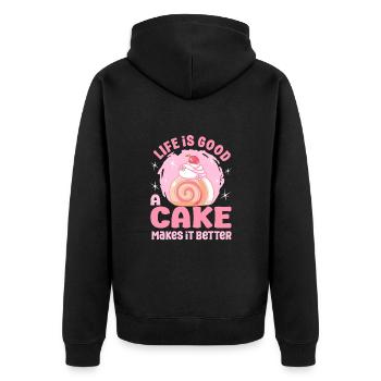 Pâtissier La vie est bonne Le gâteau fait meilleur cadeau - Veste à capuche bio Premium Unisexe - noir - Dos - Nico (187cm)