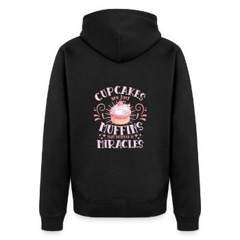 Pastry Lover Muffins Believed Miracles Gift - Unisex Premium Bio Zip Hoodie - Schwarz - Hinten - Nico (187cm)