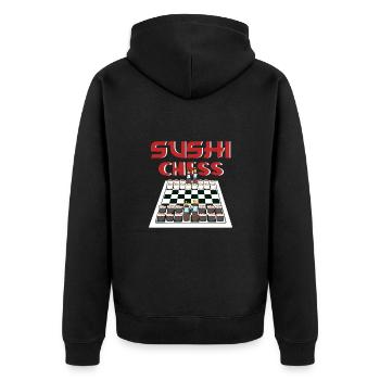 Sushi Lover Sushi Chess Sushi - Unisex Premium Bio Zip Hoodie - Schwarz - Hinten - Nico (187cm)