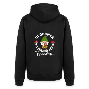 Dans les gnomes, j’ai trouvé ma liberté drôle de jardinage de gnome - Veste à capuche bio Premium Unisexe - noir - Dos - Nico (187cm)