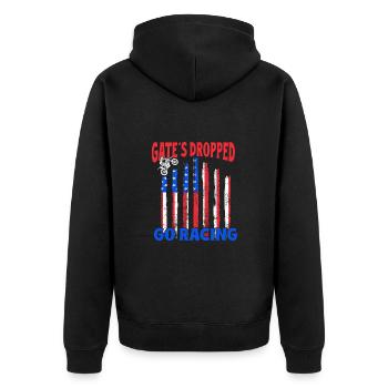 Dirt Biker Riding Gate´s Dropped Go Racing - Unisex Premium Bio Zip Hoodie - Schwarz - Hinten - Nico (187cm)
