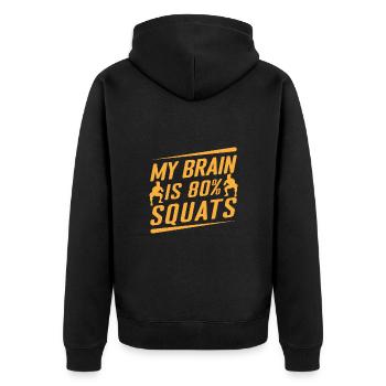 Fitness Fanatics My Brain 80% Squats Calisthenics - Unisex Premium Organic Zip Hoodie - black - Back - Nico (187cm)