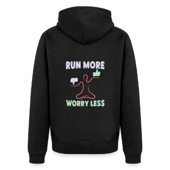 Marathon Runner Run More Worry Less Running - Unisex Premium Organic Zip Hoodie - black - Back - Nico (187cm)