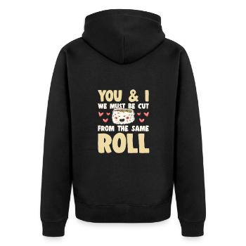 Japanese Food Lover We Cut Form Same Sushi Roll - Unisex Premium Bio Zip Hoodie - Schwarz - Hinten - Nico (187cm)