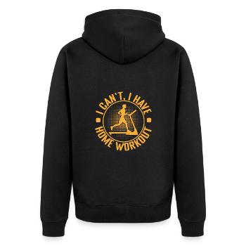 Fitness Fanatics I Can´t Have Workout Calisthenics - Unisex Premium Bio Zip Hoodie - Schwarz - Hinten - Nico (187cm)