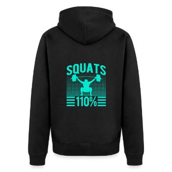 Fanatiques de fitness Squats 110% Gymnastique suédoise Gym - Veste à capuche bio Premium Unisexe - noir - Dos - Nico (187cm)