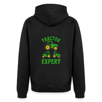Farm Tractor Expert Farmer Boy Toddler Gift Idea - Unisex Premium Organic Zip Hoodie - black - Back - Nico (187cm)