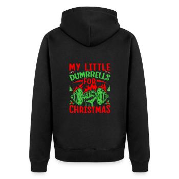 Fitness Fanatics Little Dumbbells For X-Mas - Unisex Premium Bio Zip Hoodie - Schwarz - Hinten - Nico (187cm)