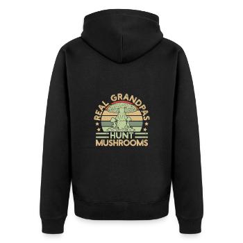 Mushroom Foraging Hunter Grandpas Hunt Mushrooms - Unisex Premium Organic Zip Hoodie - black - Back - Nico (187cm)