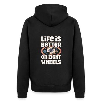 Roller Skating Skate Life Is Better On Wheels Gift - Unisex Premium Bio Zip Hoodie - Schwarz - Hinten - Nico (187cm)
