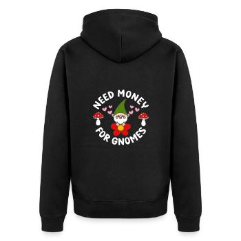 Need Money For Gnomes Funny Gardening Gnome - Unisex Premium Bio Zip Hoodie - Schwarz - Hinten - Nico (187cm)