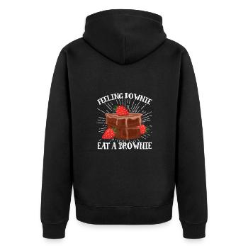 Pastry Lover Feeling Downie Eat Brownie Cute Gift - Unisex Premium Bio Zip Hoodie - Schwarz - Hinten - Nico (187cm)