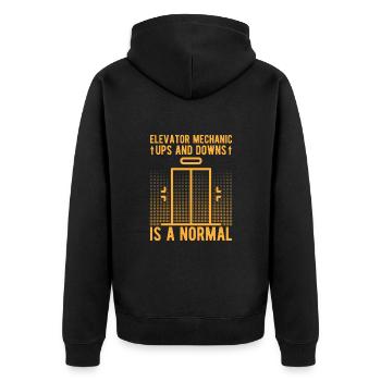 Elevator Mechanic – Ups & Downs Is A Normal Gift - Unisex Premium Organic Zip Hoodie - black - Back - Nico (187cm)